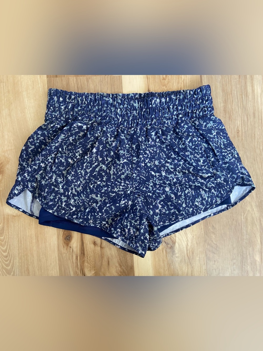 Avia Navy Blue and Light Blue Printed Athletic Shorts